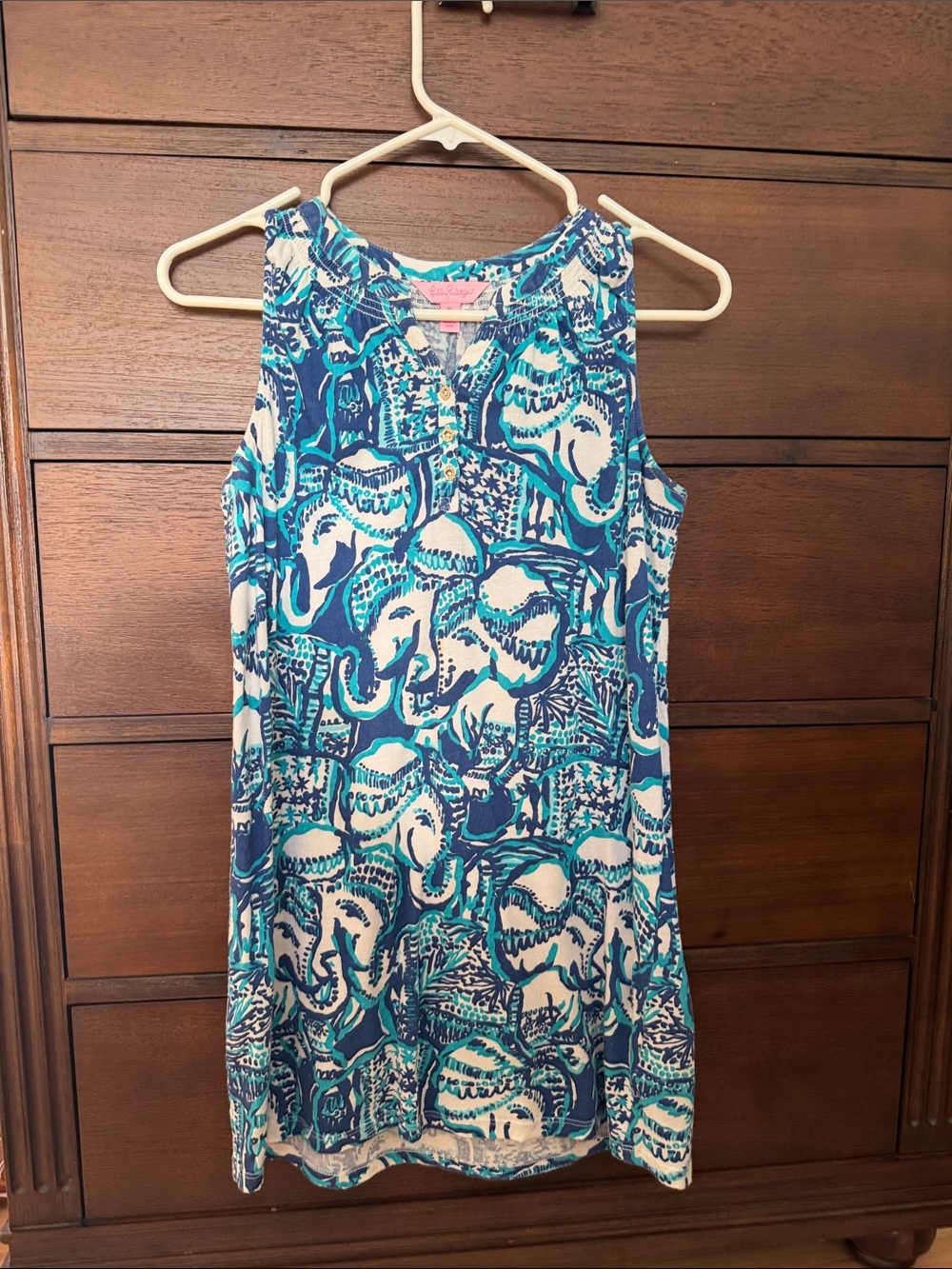 Lilly Pulitzer Blue, Teal & White Printed Sleeveless Dress